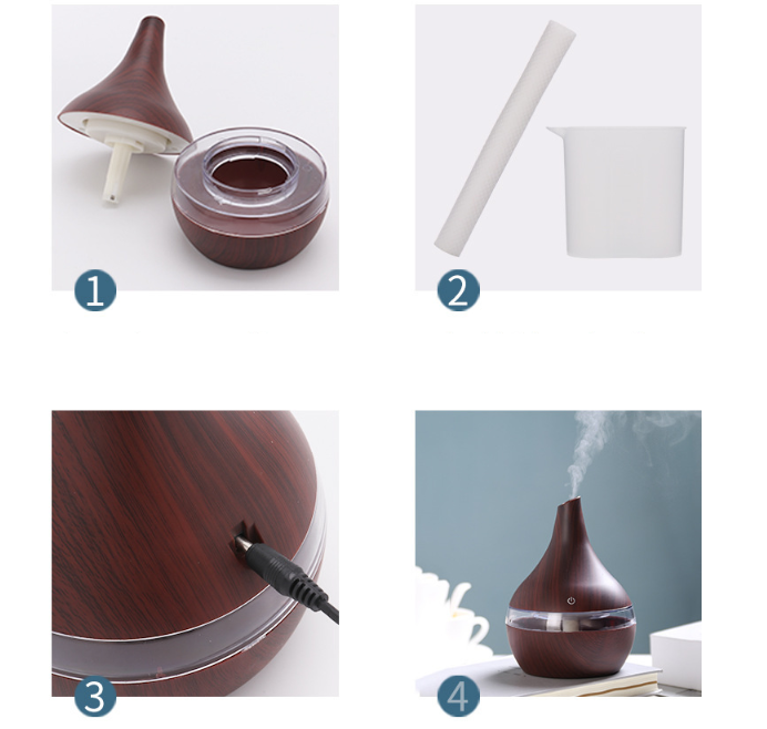 Wood Grain Aroma Diffuser & Cool Mist Humidifier USB Essential Oil Diffuser for Home, Office & Bedroom